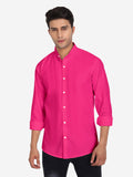 Men Pure Cotton Mandarin Collar Casual Shirt