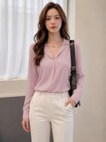 Women's Crepe Formal V-Neck Office Top
