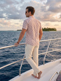 Men’s Premium Polyester Floral Printed Half Sleeve Casual Shirt – Pink