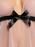 Women's  Sheer Mesh Babydoll Nightdress Set with Matching Thong ( 168 )