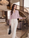Women's Crepe Formal V-Neck Office Top