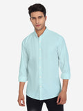 Men Pure Cotton Mandarin Collar Casual Shirt