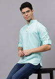 LENIA Men's Cotton Blend Slim Fit Short Kurta Pack of 1