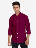 Men Pure Cotton Mandarin Collar Casual Shirt