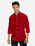 Men Pure Cotton Mandarin Collar Casual Shirt