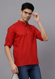 LENIA Men's Cotton Blend Slim Fit Short Kurta Pack of 1