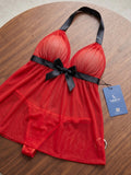 Women's  Sheer Mesh Babydoll Nightdress Set with Matching Thong ( 168 )