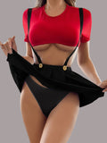 Women’s Suspender-Style Lingerie Set with Flared Mini Skirt ( RDB03 )