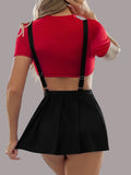 Women’s Suspender-Style Lingerie Set with Flared Mini Skirt ( RDB03 )