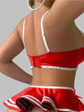 Women’s  Bow-Detail Lingerie Set with Ruffle Trim and Mini Skirt