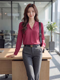 Women's Crepe Formal V-Neck Office Top
