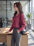 Women's Crepe Formal V-Neck Office Top