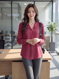 Women's Crepe Formal V-Neck Office Top
