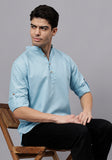 LENIA Men's Cotton Blend Slim Fit Short Kurta Pack of 1