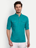 Mens Casual Slim Fit Full Sleeve Double Pocket Cotton Trendy Kurta