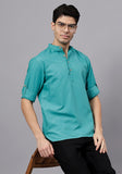 LENIA Men's Cotton Blend Slim Fit Short Kurta Pack of 1