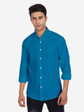Men Pure Cotton Mandarin Collar Casual Shirt