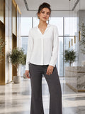 Women's Crepe Formal V-Neck Office Top