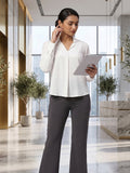Women's Crepe Formal V-Neck Office Top