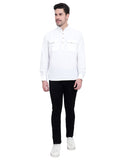Mens Casual Slim Fit Full Sleeve Double Pocket Cotton Kurta