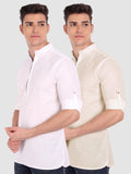 Mens Casual ZIP Style Full Sleeve Cotton Kurta (Pack 2)