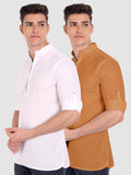 Mens Casual ZIP Style Full Sleeve Cotton Kurta (Pack 2)