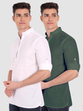 Mens Casual ZIP Style Full Sleeve Cotton Kurta (Pack 2)