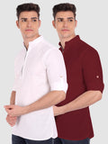 Mens Casual ZIP Style Full Sleeve Cotton Kurta (Pack 2)