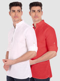 Mens Casual ZIP Style Full Sleeve Cotton Kurta (Pack 2)