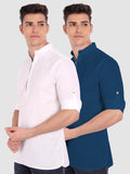Mens Casual ZIP Style Full Sleeve Cotton Kurta (Pack 2)