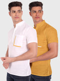 Mens Casual Half Sleeve Slim Fit Kurta (Pack 2)