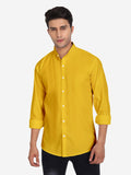 Men Pure Cotton Mandarin Collar Casual Shirt